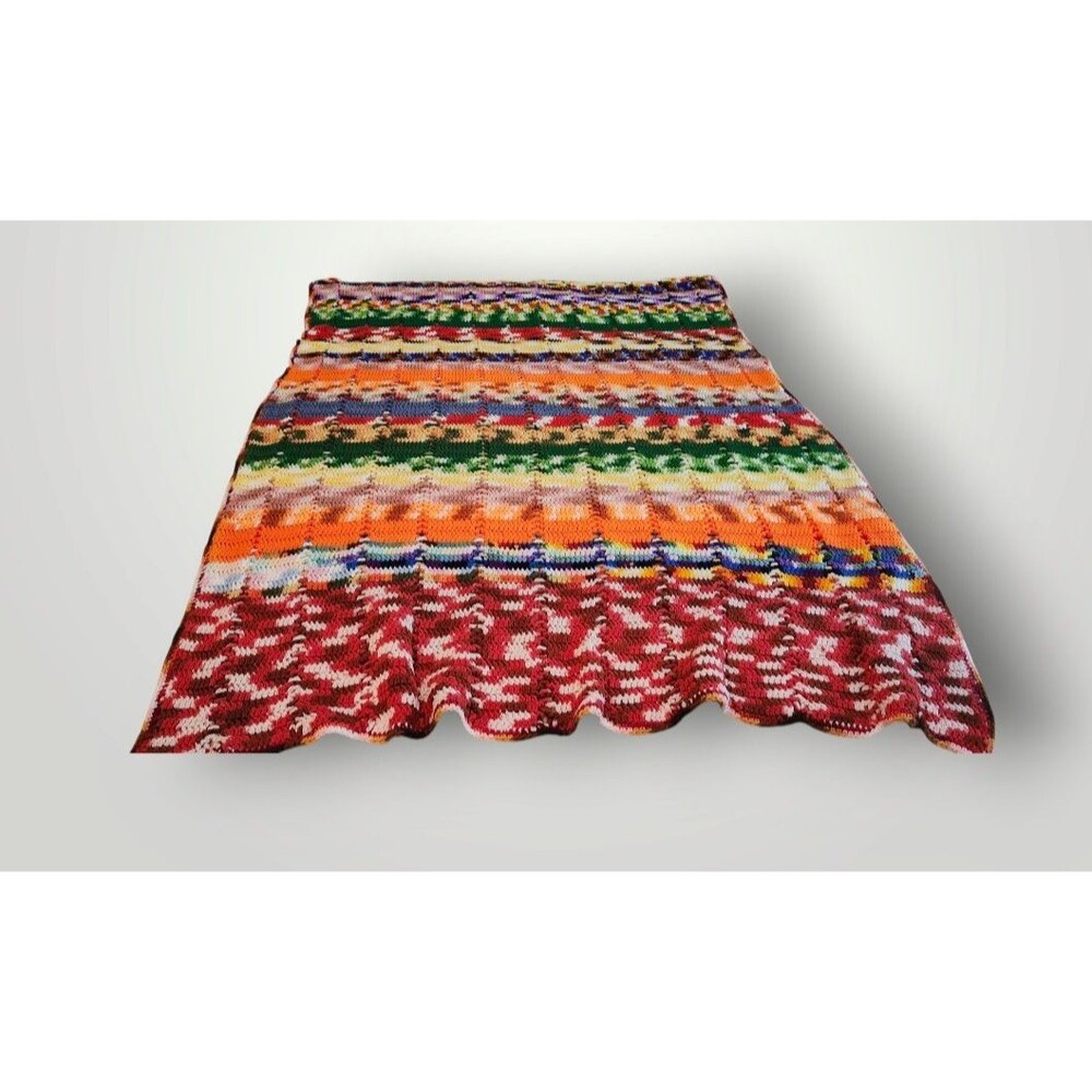Vintage Crochet Knitted‎ Grannycore Blanket Afghan Retro 67 x 48Colorful